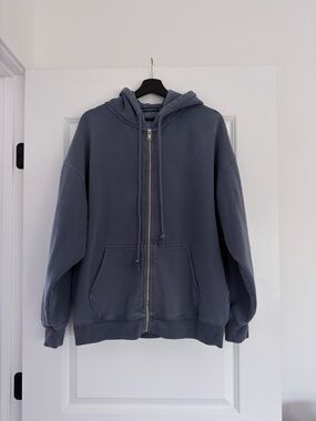 Brandy Melville Oversized Zip Hoodie Blue Gray One Size